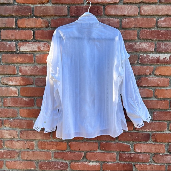 The Kooples Vintage Style White Lace Ruffled Long Sleeve Blouse Top NWT - Picture 6 of 9